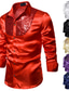 billige fritidsskjorter for menn-Herre Skjorte Ensfarget Krage Klassisk krage Ytelse Klubb Paljetter Langermet Topper Grunnleggende Sexy Hvit Svart Blå