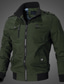 cheap Fall Jackets-Men&#039;s Bomber Jacket Lightweight Jacket Summer Jacket Work Jacket Sports Climbing Windproof Warm Patchwork Fall Solid Color Stand Collar Cotton Black Army Green Red Blue Khaki Jacket