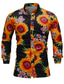 cheap Men&#039;s Casual Shirts-Men&#039;s Shirt Floral Turndown Black White Yellow Red Navy Blue Casual Daily Long Sleeve Button-Down Clothing Apparel Fashion Casual Breathable Comfortable