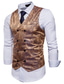 cheap Gilets-Men&#039;s Vest Waistcoat Formal Wedding Party Stage Smart Casual Polyester Geometric V Neck Regular Fit Black White Yellow Red Vest