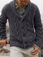 Недорогие кардиган мужской свитер-Муж. Вязаная ткань Кардиган Джемпер Вязать Трикотаж Сплошной цвет V-образный вырез Стиль Старинный Повседневные Осень Зима Светло-серый Темно-серый S M L / Длинный рукав