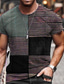 お買い得  メンズカジュアルTシャツ-男性用 Tシャツ シャツ 格子 カラーブロック クルーネック カジュアル 日常 半袖 トップの ベーシック デザイナー スリムフィット 大きくて背が高い グリーン パープル ルビーレッド / 夏
