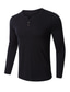 cheap Men&#039;s Henley Shirts-Men&#039;s T shirt Tee V Neck Long Sleeve Solid Color V Neck Casual Daily Button-Down Clothing Clothes Lightweight Casual Classic Green Black Blue