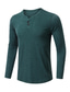 baratos camisas henley masculinas-Homens Camiseta Côr Sólida Decote V Casual Diário Botão para baixo Manga Longa Blusas Leve Casual Clássico Corte Justo Verde Preto Azul