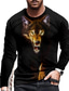 cheap Men&#039;s 3D T-shirts-Men&#039;s Shirt Tee T shirt Tee Designer 1950s Long Sleeve Graphic Prints Wolf Print Crew Neck Daily Holiday Print Clothing Clothes Designer 1950s Casual Black