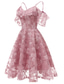 billiga Långa klänningar och gowns-A-linje Knälång Balklänningar Elegant Vintage Kortärmad V-hals Bröllopsgäst Gradering Spets med Spetsinlägg Mönster / tryck