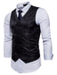 cheap Gilets-Men&#039;s Vest Waistcoat Formal Wedding Party Stage Smart Casual Polyester Geometric V Neck Regular Fit Black White Yellow Red Vest