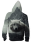 abordables hoodies graphiques-Homme Sweat à capuche zippé 3D Design Casual Graphic Animal Print Taille EU / US Capuche Casual du quotidien Manches Longues Vêtements Ample Noir et Blanc