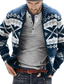 ieftine pulover cardigan pentru bărbați-Bărbați Pulover Bluza Săritor Tricotat Zip complet Tricotat Geometric În V Stilat Stil Vintage Casual Purtare Zilnică Toamnă Iarnă Bleumarin M L XL / Acrilic / Manșon Lung / Spălare Manuală / Lavabil