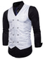 cheap Gilets-Men&#039;s Vest Waistcoat Formal Wedding Party Stage Smart Casual Polyester Geometric V Neck Regular Fit Black White Yellow Red Vest