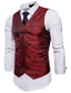 cheap Gilets-Men&#039;s Vest Waistcoat Formal Wedding Party Stage Smart Casual Polyester Geometric V Neck Regular Fit Black White Yellow Red Vest