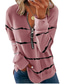 お買い得  レディースＴシャツ-女性用 ブラウス シャツ ストライプ ジッパー スタンドカラー トップの ピンク ワイン アーミーグリーン