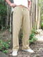 cheap Linen Pants-mens casual trousers lightweight Drawstring waist pants Straight breathable yoga gym summer pants dark khaki