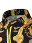 billige Dresskjorter-Herre Skjorte Geometrisk Leopard Geometri Klassisk krage Fest Avslappet Trykt mønster Langermet Topper Etnisk stil Fritid Svart