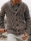 Недорогие кардиган мужской свитер-Муж. Вязаная ткань Кардиган Джемпер Вязать Трикотаж Сплошной цвет V-образный вырез Стиль Старинный Повседневные Осень Зима Светло-серый Темно-серый S M L / Длинный рукав