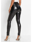 cheap Leggings-Womens Faux Leather PU Leggings Stretch Mid Waisted Pleather Pants Skinny Winter Black S M L XL XXL