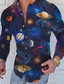 Χαμηλού Κόστους Ανδρικά πουκάμισα με στάμπα-Ανδρικά Πουκάμισο Γαλαξίας Συνδυασμός Χρωμάτων Γεωμετρικό Κουμπωτός γιακάς Causal Καθημερινά Κουρελού Κουμπί-Κάτω Μακρυμάνικο Άριστος Απλός Ελαφριά Βασικό Μοντέρνα Θαλασσί / Φθινόπωρο / Χειμώνας