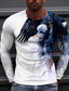 ieftine Tricouri 3D Bărbați-Bărbați Tricouri Tricou Cămașă Designer Manșon Lung Grafic Vultur Tipărire 3D Stil Nautic Zilnic Concediu Imprimeu Îmbrăcăminte Îmbrăcăminte Designer Casual Mare si inalt Alb Albastru piscină Mov