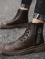 Недорогие Мужские ботинки-Муж. Ботинки Армейские ботинки Повседневные Кожа Нескользкий Ботинки Темно-коричневый Черный Коричневый Осень Зима
