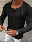 billiga fritidsskjortor för män-Herr Skjorta Solid färg V-hals Ledigt Dagligen Snörning Långärmad Blast Bomull Ledigt Mode Andningsfunktion Bekväm Vit Svart Grå