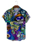 זול חולצות טרופיות-סויוי של גברים עיצוב אישי פרח גולגולת הדפסת שרוול קצר חולצה הוואי רופפת מזדמן כחול הוואי