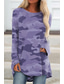 cheap Women&#039;s T-shirts-Women&#039;s T shirt Tee Designer Camo Camouflage Design Long Sleeve Round Neck Daily Print Clothing Clothes Designer Basic Blue Gray Purple