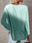preiswerte T-Shirt-Damen T Shirt Design Farbverläufe Langarm Rundhalsausschnitt Täglich Wochenende Kleidung Design Basic Grün Grau Purpur