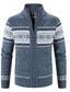baratos suéter cardigã masculino-masculino outono inverno tricô suéter gola cardigan completo zíper grosso casaco quente listras casuais slim fit jaqueta