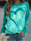 billige Hættetrøjer og sweatshirts til kvinder-Dame Sweatshirt bluse Hjerte Trykt mønster Sport I-byen-tøj 3D-udskrivning Aktiv Gade Hættetrøjer Sweatshirts Grøn Blå Lyserød