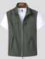 cheap Gilets-Men&#039;s Vest Gilet Breathable Outdoor Street Daily Zipper Stand Collar Streetwear Casual Jacket Outerwear Plain Pocket Army Green Khaki Navy Blue / Spring / Fall / Sleeveless