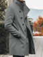 Недорогие Мужские куртки и пальто-Муж. Универсальные Тренч Пальто Бушлат Длинная Осень Полиэстер Сплошной цвет Квилт Уличный стиль На каждый день на открытом воздухе Повседневные Сохраняет тепло Тонкие Темно-серый Черный Светло-серый