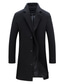 levne Pánské bundy a kabáty-pánský trenčkot klasický slim fit vroubkovaný límec stylová outwear bunda zimní teplý ležérní slim fit chytrý pohodlný kabát černý