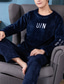 billige Pyjamas-Herre Pyjamas Loungewear Sæt Nattøj 1set Tegneserie Plysset Mode Blødt Hjem Seng Flanel Rund hals Langærmet Bukse Basale Efterår Vinter 1# 2#