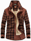 Χαμηλού Κόστους Ανδρικά Μπουφάν &amp; Παλτό-ανδρικό καρό fleece υπαίθριο χειμώνα χοντρή ασαφής sherpa γραμμωτό κουμπί κάτω κοτλέ φανελένιο πουκάμισο σακάκι καφέ