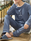 cheap Pajamas-Men&#039;s Pajamas Loungewear Sets Sleepwear 1 set Cartoon Fashion Soft Home Bed Cotton Crew Neck Long Sleeve Pant Basic Fall Winter 1# 2#
