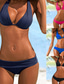 voordelige Bikinisets-Dames Zwemkleding Bikini 2 stuks Zwempak Push-up Slank Effen Kleur Klaver blauw Zwart Fuchsia Bruin Badpakken nieuw Modieus Sexy / Sport / Beha met vulling