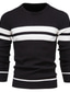 billige sweater til mænd-Herre Bluse bluse Strikke Strikket Stribet Rund hals Stilfuld udendørs Hjem Tøj Efterår Vinter Sort Blå S M L