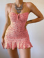 Χαμηλού Κόστους Μίνι Φορέματα-Γυναικεία Φόρεμα για τον ήλιο Μίνι φόρεμα Θαλασσί Λευκό Ανθισμένο Ροζ Ρουμπίνι Κίτρινο Αμάνικο Φλοράλ Εξώπλατο Με Βολάν Στάμπα Καλοκαίρι κρύος ώμος Στυλάτο Βασικό Σέξι 2022 Τ M L XL XXL