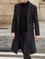cheap Men&#039;s Trench Coat-Men&#039;s Winter Coat Overcoat Work Business Fall &amp; Winter Solid Colored Notch lapel collar Long Black Khaki Gray Jacket