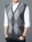 cheap Sweater Vests-Men&#039;s Sweater Vest Wool Sweater Cardigan Knit Knitted Braided Color Block Halter Neck Vintage Style Daily Weekend Clothing Apparel Winter Fall Wine Light gray S M L