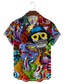 Недорогие Гавайские рубашки-Suoyi мужская индивидуальный дизайн с принтом черепа и цветочным принтом, повседневная свободная пляжная гавайская рубашка с коротким рукавом, гавайская синяя