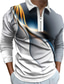 voordelige Grafische polo-Voor heren POLO Shirt Golfshirt Rits Modieus Sportkleding Casual Lange mouw Groen blauw Paars Grijs Lineair 3D-afdrukken Kraag Rits Buiten Straat Vetoketju 3D-afdrukken Kleding Kleding Normale pasvorm