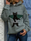 cheap Women&#039;s Hoodies &amp; Sweatshirts-Women&#039;s Hoodie Pullover Cat Graphic Casual Daily Basic Hoodies Sweatshirts  Blue Black Gray
