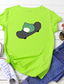 baratos T-Shirts de mulher-camisa engraçada de sapo de skate de manga curta com gola redonda tops de algodão para casal (verde, l)