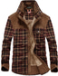 Χαμηλού Κόστους Ανδρικά Μπουφάν &amp; Παλτό-ανδρικό καρό fleece υπαίθριο χειμώνα χοντρή ασαφής sherpa γραμμωτό κουμπί κάτω κοτλέ φανελένιο πουκάμισο σακάκι καφέ