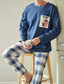 preiswerte Pyjamas-Herren Pyjamas Loungewear Sets Schlafanzüge 1 Set Karikatur Modisch Weich Heim Bett Baumwolle Rundhalsausschnitt Langarm Hose Grundlegend Herbst Winter 1# 2#