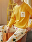 preiswerte Pyjamas-Herren Pyjamas Loungewear Sets Schlafanzüge 1 Set Karikatur Modisch Weich Heim Bett Baumwolle Rundhalsausschnitt Langarm Hose Grundlegend Herbst Winter 1# 2#