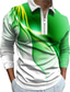 cheap Graphic Polo-Men&#039;s Collar Polo Shirt Golf Shirt Zip Fashion Sportswear Casual Long Sleeve Green Blue Purple Gray Linear 3D Print Collar Zip Outdoor Street Zipper 3D Print Clothing Clothes Regular Fit Fashion