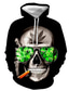 abordables hoodies graphiques-Homme Sweat à capuche Imprimer Vêtement de rue Design Casual Graphic Crânes Vert Rouge Gris Noir Print Capuche Casual du quotidien Manches Longues Vêtements Standard