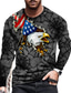 cheap Men&#039;s 3D T-shirts-Men&#039;s T shirt Tee Designer 1950s Long Sleeve Graphic Prints Eagle Print Crew Neck Daily Holiday Print Clothing Clothes Designer 1950s Casual Gray